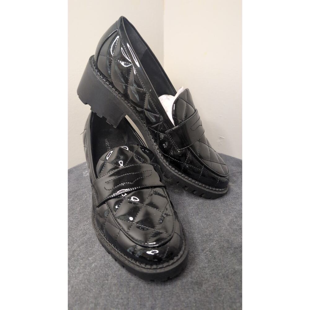 Marc Fisher Quilted Patent Chunky Loafers Womens 7 NWOT